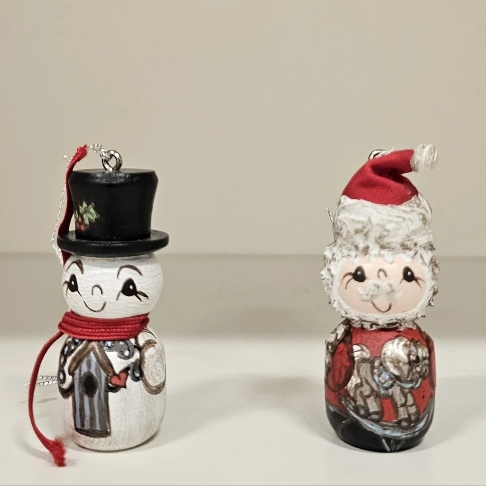 Vintage & RARE MMS Festive Snowman and Santa Ornaments (Qty. 2)